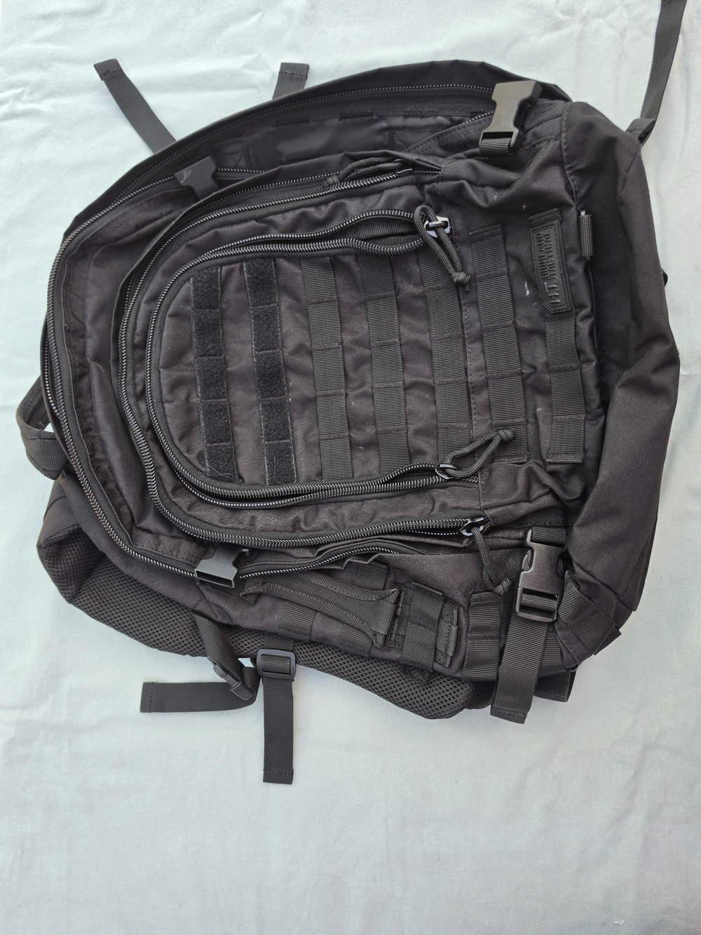Highland Tactical Black MOLLE Tactical Backpack Zip External Pockets Padded